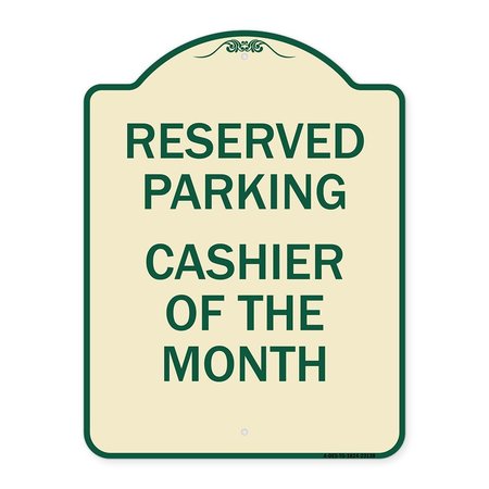 SIGNMISSION Reserved Parking Cashier of Month Heavy-Gauge Aluminum Architectural Sign, 24" x 18", TG-1824-23138 A-DES-TG-1824-23138